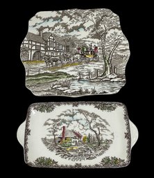 Lot 304- 2 Myott Royal Mail Serving Plates Dishware - The Brook Made In England - Fine Staffordshire Ware