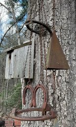 Lot 350- Lucky! Horseshoe Wind Chimes- Triangle Chimes And Bird House - Lot Of 3