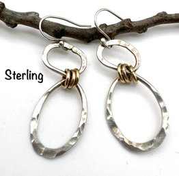 Lot 16SL - Sterling Gold Filled Dangle Earrings Brutalist Modernist