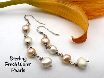 Lot 17SL - Sterling And Fresh Water Pearl Dangle Earrings