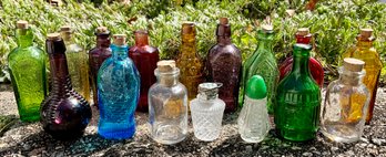 Lot 16- Colored Glass Small Advertising Bottles Lot Of 15 - Bitters Elixir
