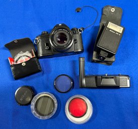 Lot 312- Vintage Nikon 35mm Camera With Micro Close Up Lenses