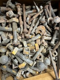 Lot 317- Huge Box Of Large Bolts & Nuts - Very Heavy