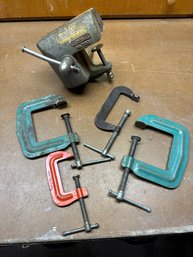 Lot 323- Lot Of Vice And Clamps Stanley 700 - Made In USA - Workshop Tools