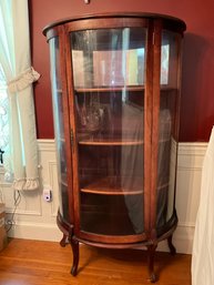 Lot 10- Antique Mahogany Curved Glass Display Cabinet