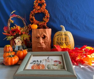 Lot 408- Thanksgiving Lot (#2) - Pumpkins- Planter- Placemat- Fall Decor - Wall Art