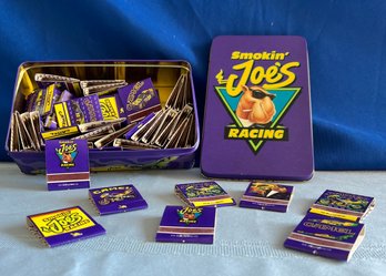 Lot 409- Camel Cigarettes Smoking Joe Racing Matches Vintage Tobacco Auto Motorcycle Racing Match Tin Can