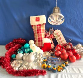 Lot 429- USA! Patriotic Christmas Ornaments - Red White Blue - US Flags - Military Ducks- Stocking & More