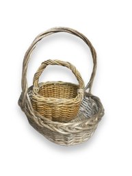 Lot 2KR - Lot Of 2 Vintage Woven Wicker Baskets