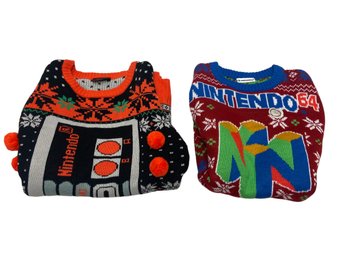 Lot 39 - New Nintendo 64 Ugly Christmas Sweaters Lot Of 2 Small - Medium Mens
