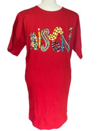 Lot 219 - MISSONI! Logo Red Long Tshirt Shirt Top - Made In Italy - Womens Small Medium
