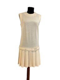 Lot 53- Butte Knit Cream Color Jumper Dress With Rhinestones Vintage Size S/M