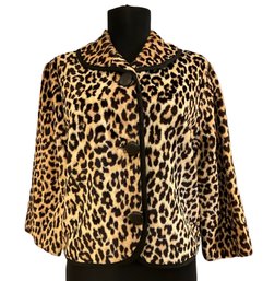 Lot 68- 1960s Cropped Leopard Animal Print Coat By Speciality House Fashion Small