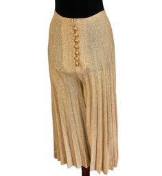 Lot 70- 1960s Gold Sparkle Pleated Cropped Culotte Pants XS Small