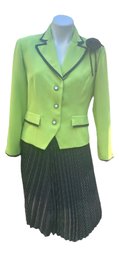 Lot 716NM - 1990s Danny & Nicole New York Pleated Skirt Blazer Suit Set Size 10p