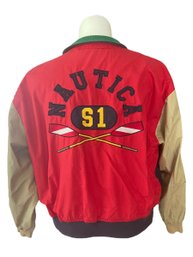 Lot 719NM - Vintage 1990s Nautica Reversible Color Block Jacket Coat Large Logo Size Medium