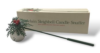 Lot 700NM - Dept Department 56 Porcelain Sleighbell Candle Snuffer Green Balsam Trim