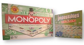 Lot 724NM - Monopoly Classic Board Game & Impossibles Monopoly Puzzle - 2 Nice Gifts! Factory Sealed