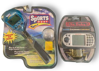 Lot 726NM - Two Handheld Games, 1998 Tiger Electronics Sports Feel Golf And Electronic Handheld SuDoku Game