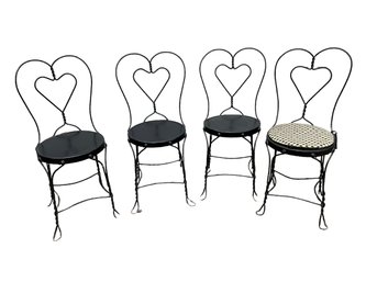 Lot 73- Mid Century Black Iron Ice Cream Parlor Chairs - Lot Of 4