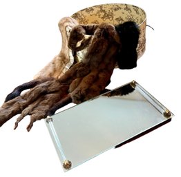 Lot 77- Vintage Fur Collars Pieces - Dresser Mirror And Hat Box