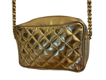 Lot 2- GOLD! Agnum Fashions Quilted Vintage Purse - 1980s