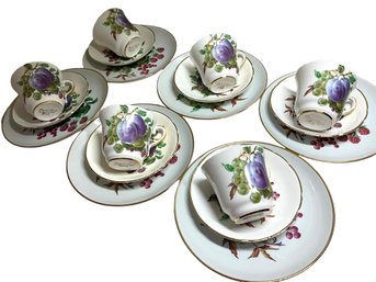 Lot 549- Royal Ascot Plum Tea Cups & Naaman Israel Dessert Plates - Lot Of 6 Settings