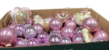 Lot 75RR- Large Lot 45 Victorian PINK Ornaments-  Book Of Cakes - Strands Of Pearls Garland - Christmas Decor