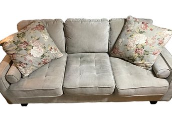 Lot 2- Grey Chenille Soft Sofa Couch From Bobs Furniture - Living Room