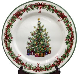 Lot 79RR- Stunning Lot Of 10 Christopher Radko Christmas Tree Dinner Plates Traditions Holiday Celebration