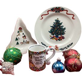 Lot 212SD- Christmas Plates - Sparkle Ornaments - Three Wise Women Mug - Lot Of 8 - Decor