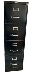 Lot 658- Staples Black Metal 4 Drawer Standing Filing Cabinet With Key