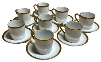 Lot 547- FF White With Gold Rim Demitasse Espresso Fine China Cups Lot Of 8