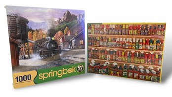 Lot 717NM - Two NEW Springbox Puzzles 1000 Piece Jigsaw Puzzle Mountain - Express Spicy Hot 500 Piece