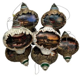 Lot 13KS- 2002 Hadley Collection Illuminated Retreats By Terry Redkins Christmas Tree Ornaments Lot Of 9