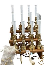 Lot 52RR- 12 Brass Electric Christmas Candle Sticks Candlesticks Window Lights Off On Sensor Timer