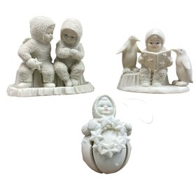 Lot 57RR- Department 56 Snowbabies Bisque Figures - Dept. 56 Lot Of 3 - Winter Decor - Holiday