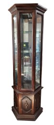 Lot 675- Tall & Narrow Lighted Display Cabinet - Mirrored- Collectibles- Furniture