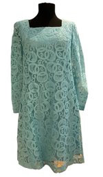 Lot 78- 1960s Aqua Lace Party Dress With Slip Size Small - Union Made