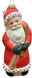 Lot-21RR- Vaillancourt  Folk Art German Glass Ornament Santa Claus Retired 2003- New Great Gift