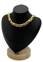 Lot 16- Costume Gold Vintage X Sparkle Gem Necklace Choker