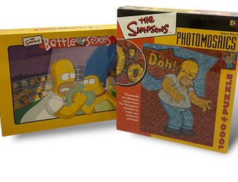 Lot 714NM- New! The Simpsons Photomosaics Puzzle And Battle Of The Sexes Factory Sealed - 2