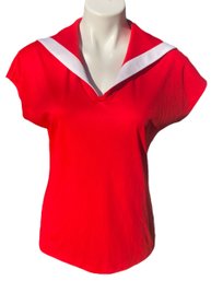 Lot 217SES - 1960s Mardi Modes New York Red And White Sailor Shirt / Blouse USA