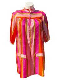 Lot 226SES -  Retro! 1960s Shift Dress Vibrant Striped Colors Womens Vintage Size 10 USA
