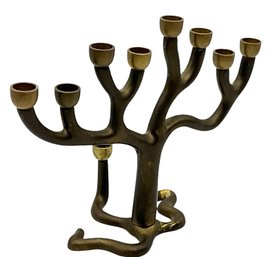 Lot 69SES- Signed Sandra Kravitz By Rosenthal Brass Menorah - Beautiful! Hanukkah Decor