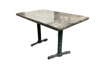 Lot 223- Unique Granite Marble Top Kitchen Dining Room Table On Metal Legs