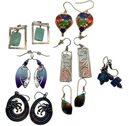 Lot 83- Nice Collection Of Earrings - Holly Yashi- Cane Glass- Lot Of 7 Pair