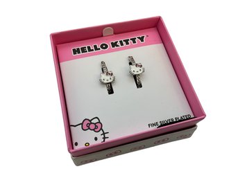 Lot 48- New In Box Hello Kitty CZ Cubic Zirconia & Enamel Hoop Earrings