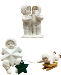 Lot 59RR- Department Dept 56 Snowbabies 2 Bisque Figures 1 Resin - Lot Of 3 - Winter Decor