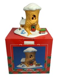 Lot 205KR - Christmas Collection Pooh's House - Lighted Porcelain Figurine - Disney